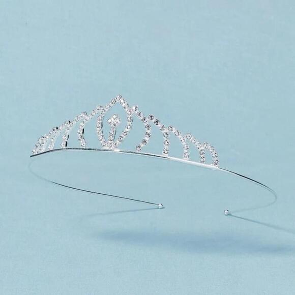 Princess Style Rhinestone Crown In Silver - Picture 2 of 4